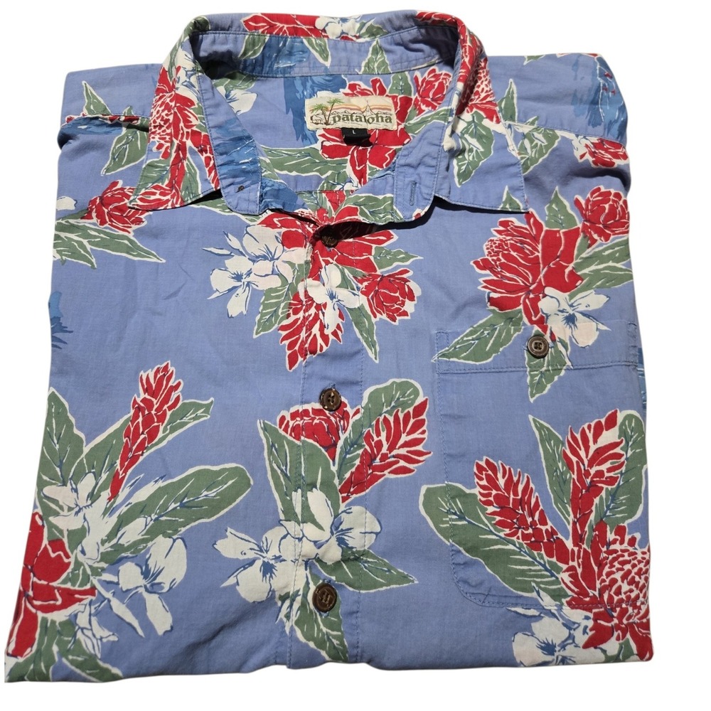 Patagonia Pataloha Mens Large Blue Floral Organic Cotton Button Down Shirt 52561